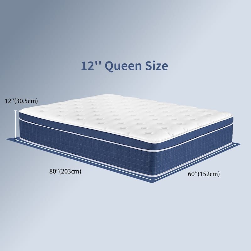 12" Queen Size Hybrid Mattress,Memory Foam,Pocket Springs,Medium Firm