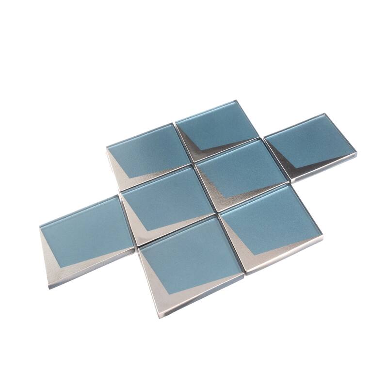 Solace 12x9 Blue Metallic Silver Glass Mosaic Diamond Wall Tile (3.91 sq ft/case) - 5 Pack