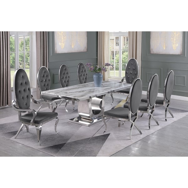 Best Quality Furniture White Marble Table Stainless Steel Base - 78 ...