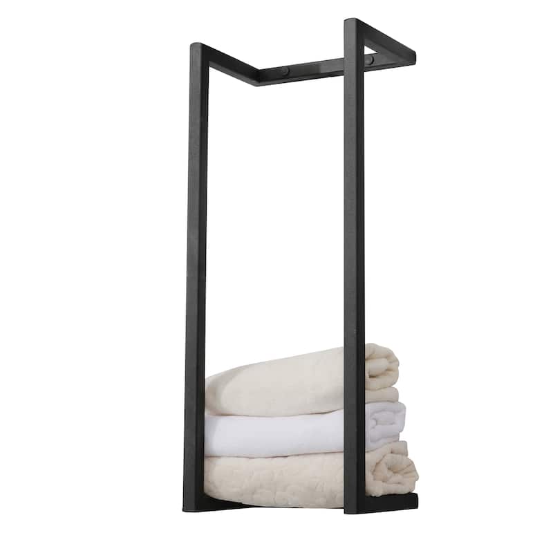 Wall Mounted Towel Rack, Black Metal Towel Shelf On Sale Bed Bath