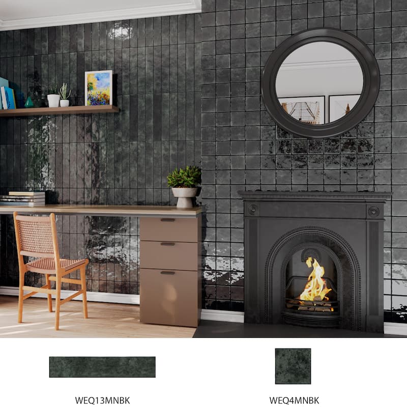 Merola Tile Menorca Forest Black 2-1/2" x 12-7/8" Ceramic Wall Tile