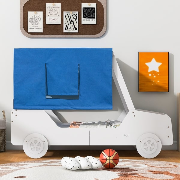 slide 2 of 36, Modern Kids Car Shaped Bed with Tents, Twin Size