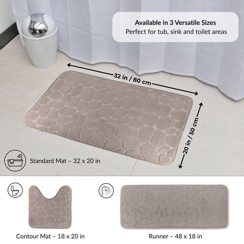 Memory Foam Bath Mat Pebble Design 32x20