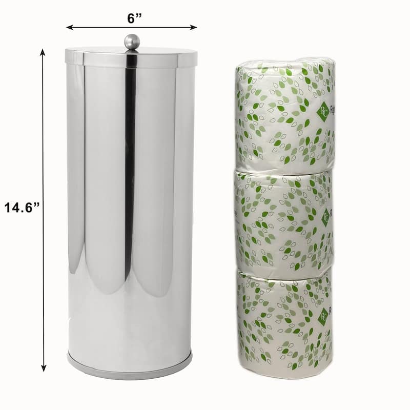 HUJI Rust Resistant Stainless Steel Toilet Paper Roll Canister Holder w/Removable Base for Bathroom Storage - Polished