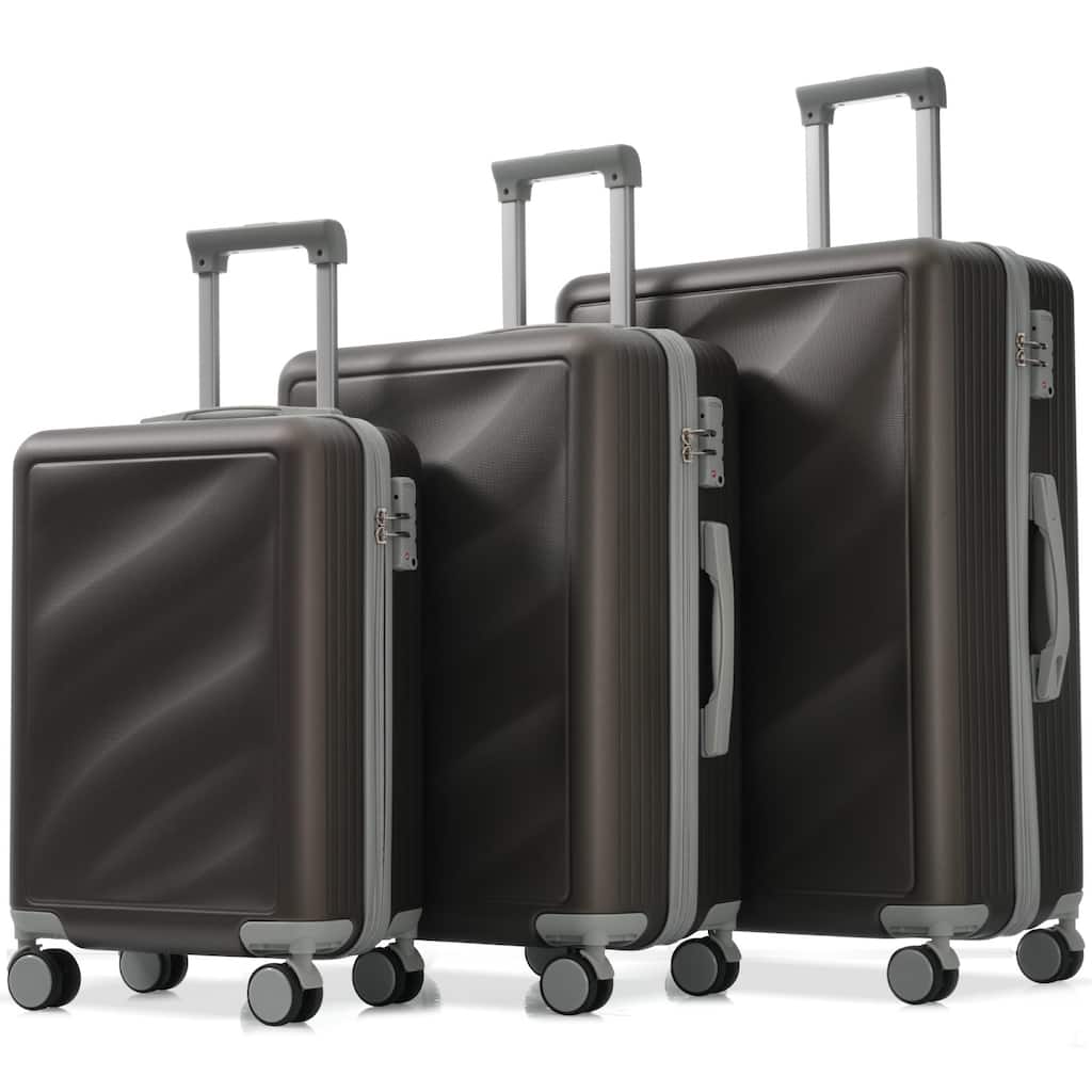 3-Piece, 20, 24, 28-Inch Modern Luggage Sets with Side Hooks and TSA Lock, for Boarding Travel, Bronze Golden