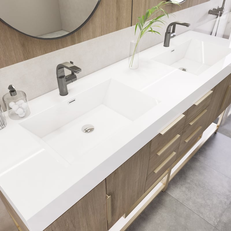 Noble 84" Free Standing Vanity with Reinforced Acrylic Double Sink - 84" Width