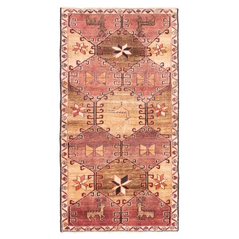 ECARPETGALLERY Hand-knotted Konya Anatolian Brown, Burgundy Wool Rug - 3'3 x 6'6