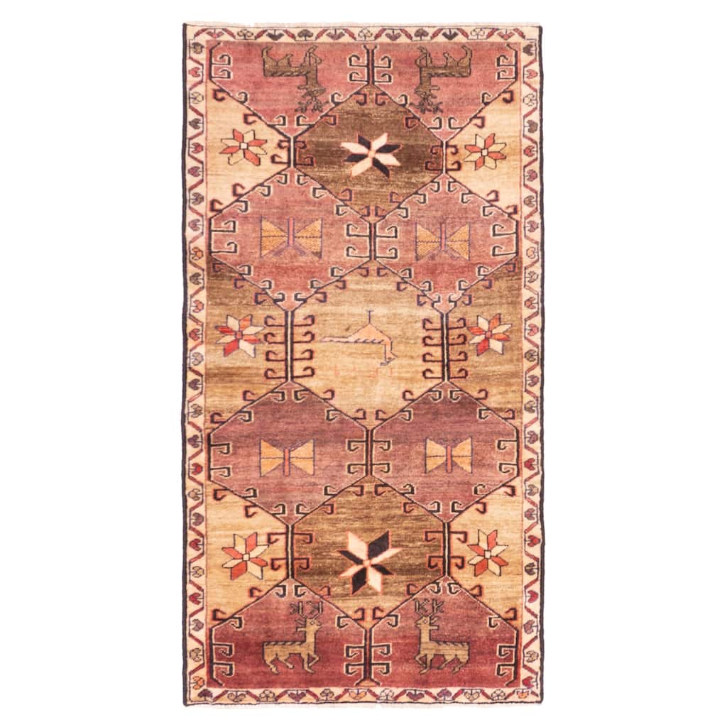 ECARPETGALLERY Hand-knotted Konya Anatolian Brown, Burgundy Wool Rug - 3'3 x 6'6