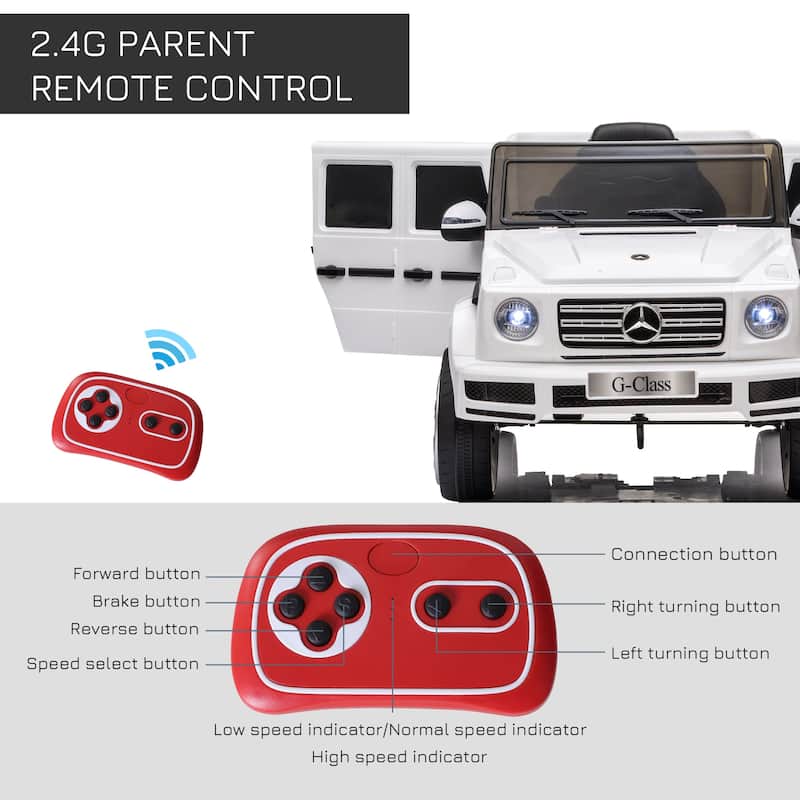 12V Licensed Mercedes-Benz G500 Ride on Car for Kids, Electric Car Ride on Toys with Parent Remote, Wireless Music, Suspension