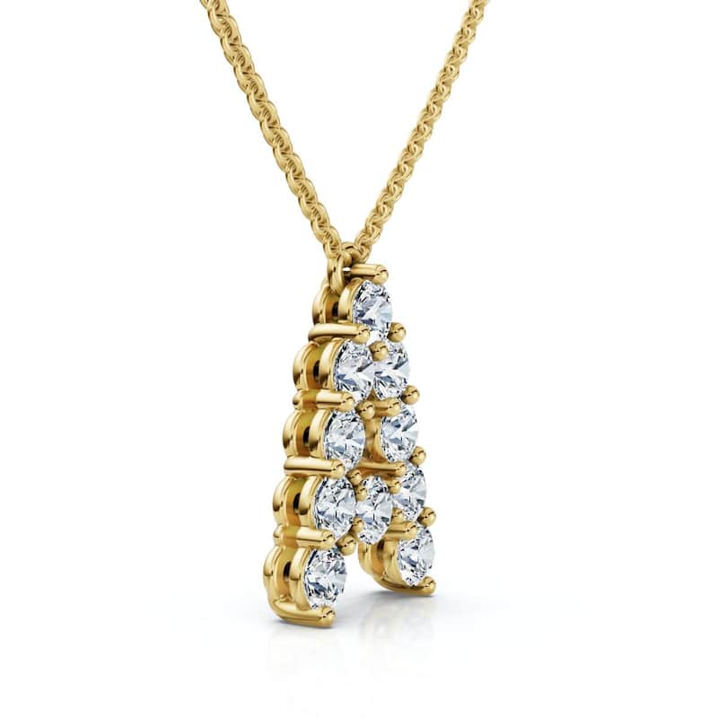 Bliss Diamond 1Ct Diamond Initial "A" Pendant Gold 18" Necklace Lab Grown 5/8" Tall - Yellow