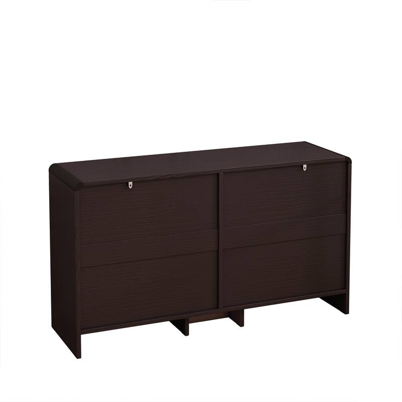 51.18'' Arc Shaped Corner Rattan Cabinet, 6-Drawers Rattan Storage Cabinet Rattan Drawer, for Living Room Bedroom,and Kitchen