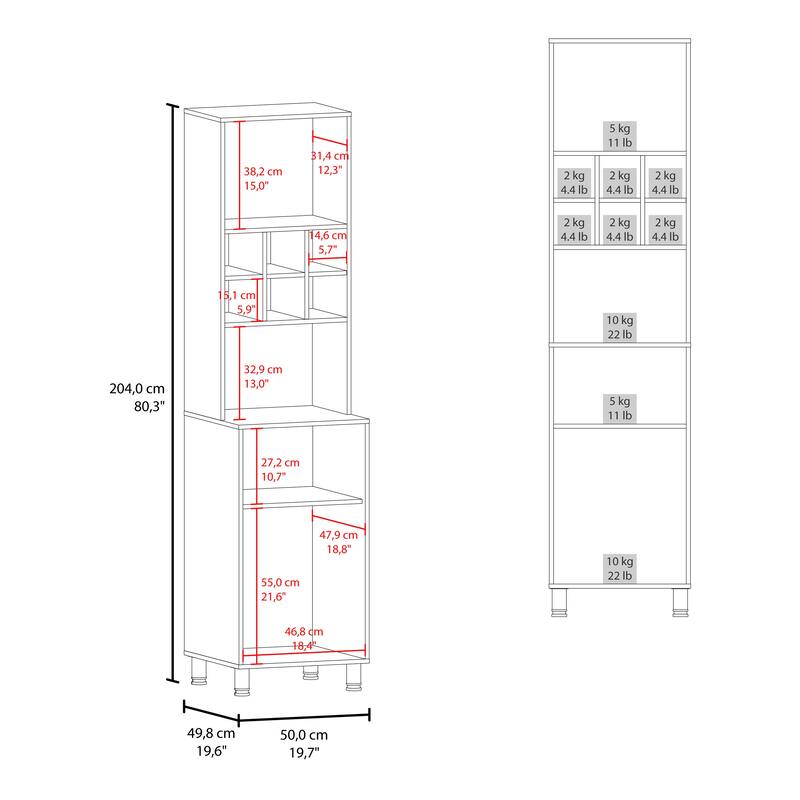 Modern Design Kitchen Pantry, 2 Doors, 4 Legs, 8 Shelves,FSC Certified CPSIA Compliant
