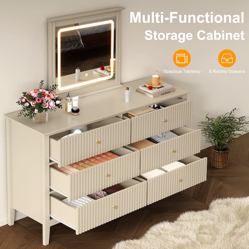 6 Drawer Dresser with Lighted Mirror