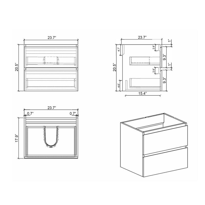 Modern 30" Alice Floating Bathroom Vanity with Rosewood Finish, Handle-Free Design, Silent Soft-Closing Drawers