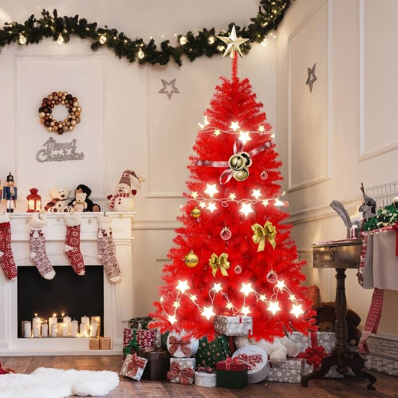 6FT/7.5FT Artificial Pine Christmas Tree with Durable Metal Stand,