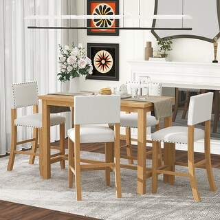 5-Piece Counter Height Dining Set, Classic Elegant Table and 4 Chairs ...