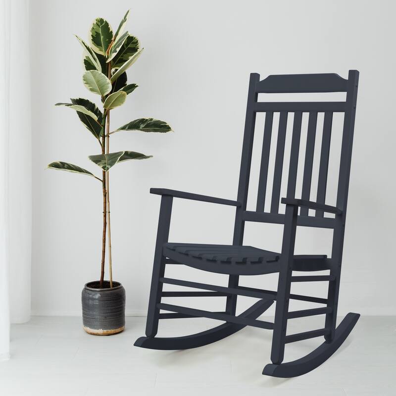 Kozyard High Back Slat Solid Wood Porch Rocking Chair