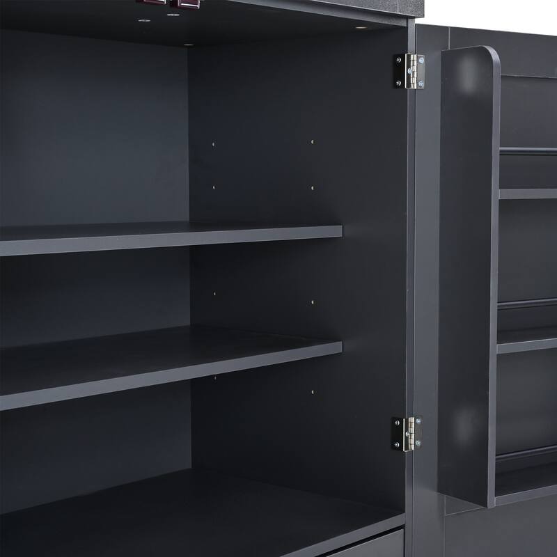 77" Tall Buffet Sideboard Storage Cabinet for Dining Room, Freestanding Kitchen Pantry Cabinetwith Drawers and Wine Racks