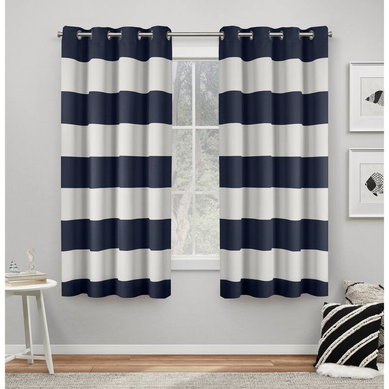 ATI Home Rugby Sateen Room Darkening Blackout Grommet Top Curtain Panel Pair
