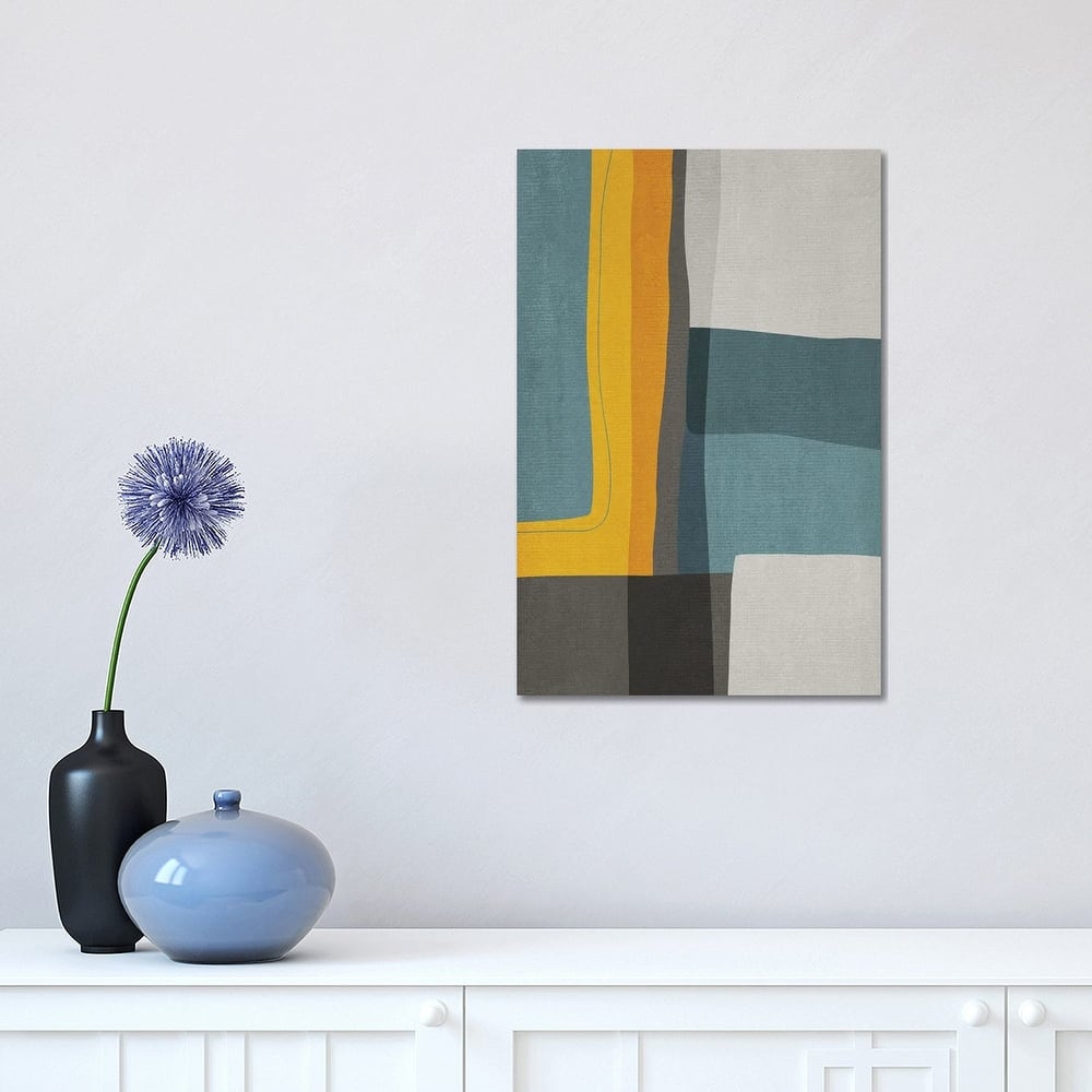 iCanvas "Mustard Teal Gray Mcm Abstract II" by EmcDesignLab Canvas Print