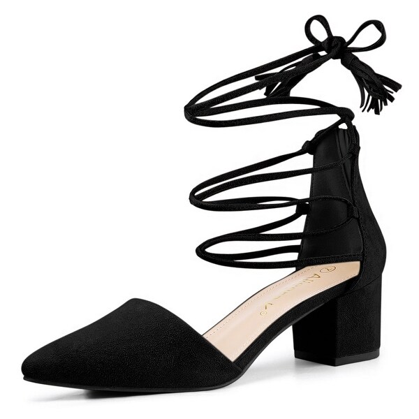 black lace up heels closed toe