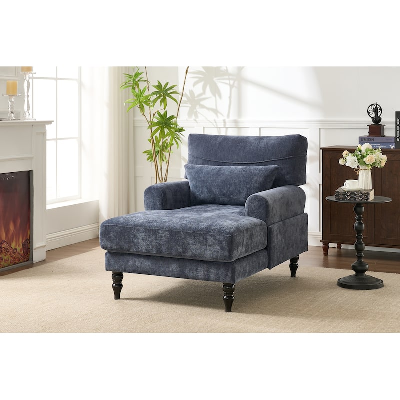Blue Modern Chaise Lounge Upholstered Indoor Leisure Sofa Recliner Office Chair Sleeper for Living Room