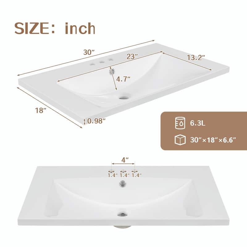 30" Bathroom Vanity Base Cabinet with Doors and Drawer