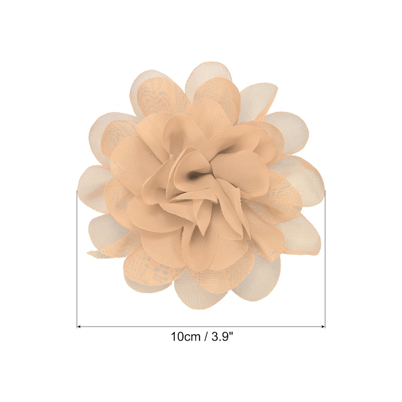 10Pcs Chiffon Flowers Fabric Flower Sewing Fabric Appliques - Khaki - 3.9"