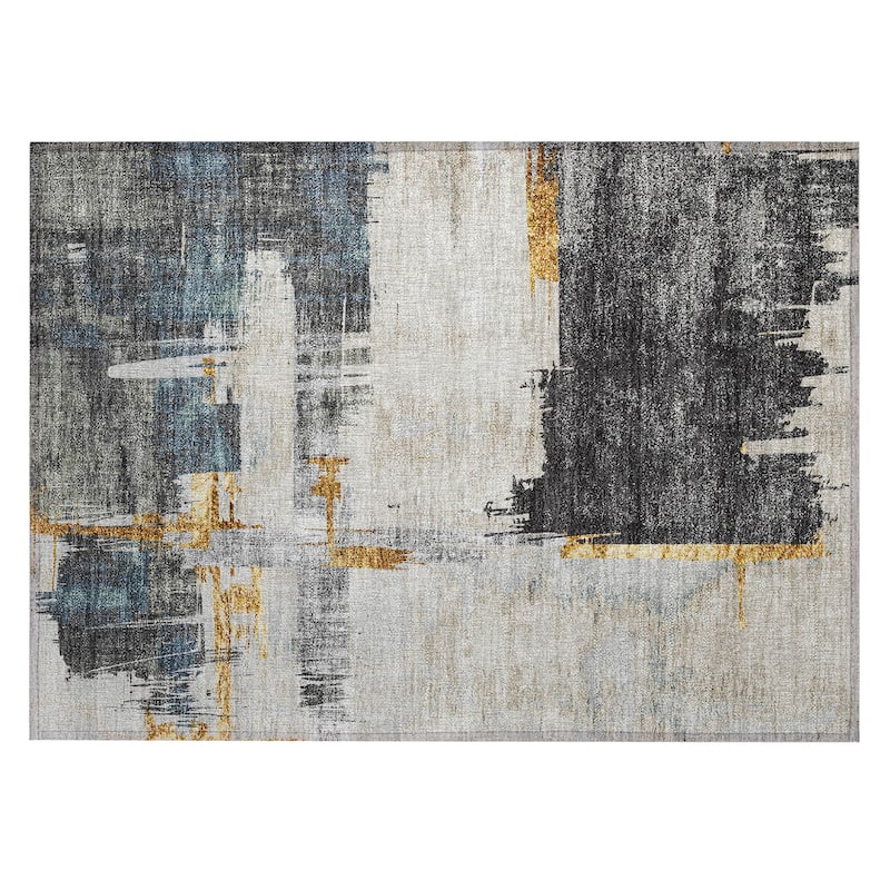 Machine Washable Indoor/ Outdoor Chantille Abstract Modern Rug