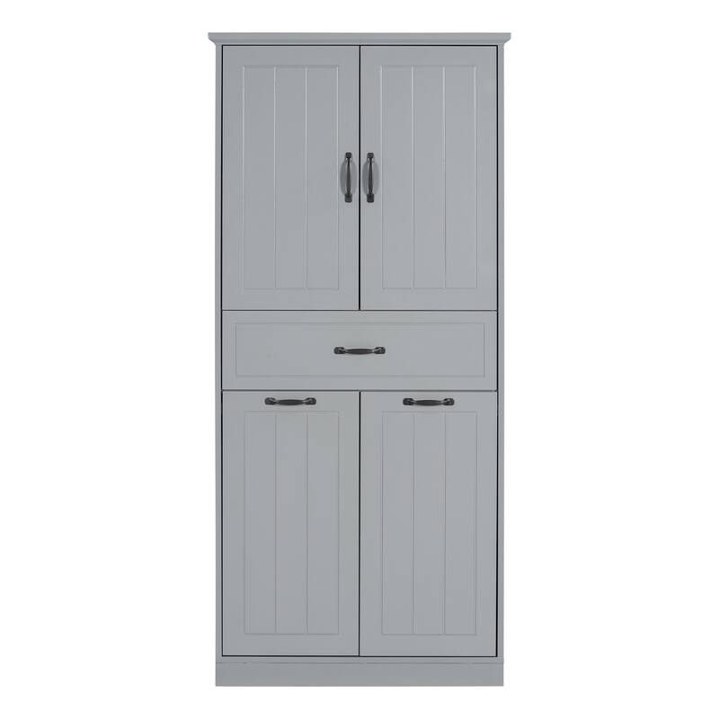 Bathroom Storage Cabinet with Two Laundry Baskets, Storage Cabinet with Doors and Drawer for Home