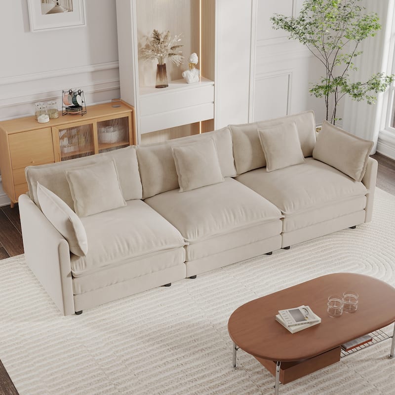 Cloud Chenille Upholstered Modular Sectional Sofa with DIY Combination Design