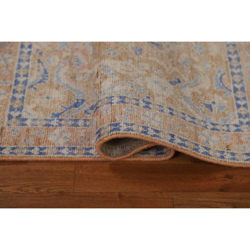 Hand Knotted Oriental 100% Wool Carpet Transitional Geometric Oranges & Rust Oushak Area Rug - 3' 11'' X 2' 11''