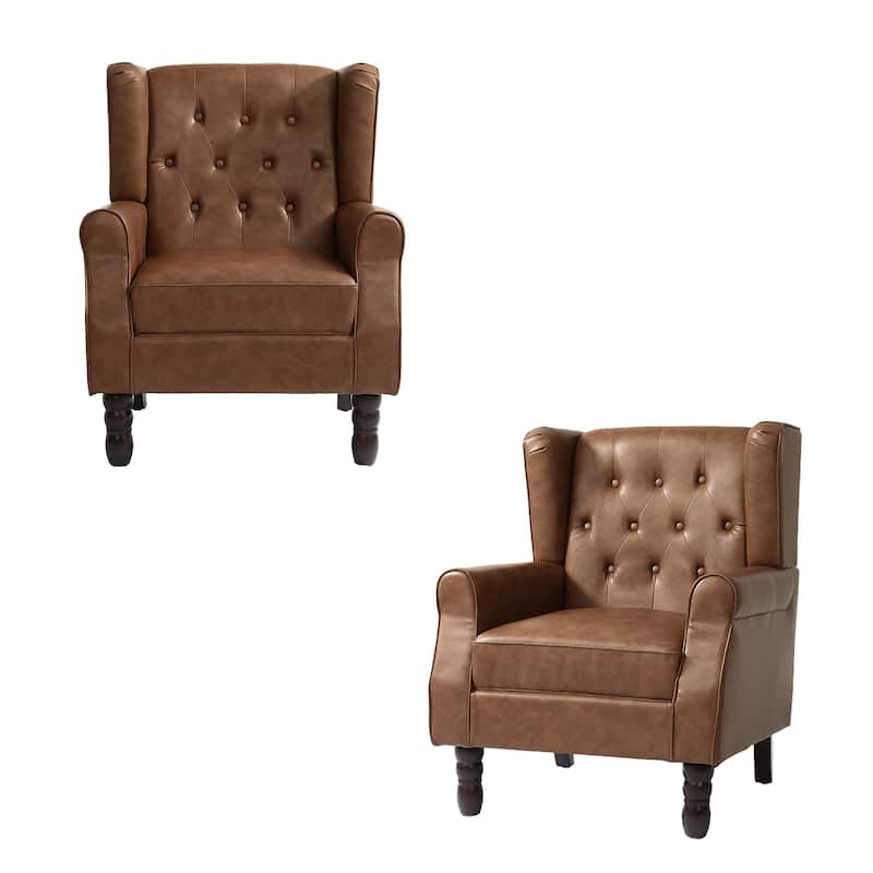 Tufted Wingback Upholstered Accent Chairs Set of 2