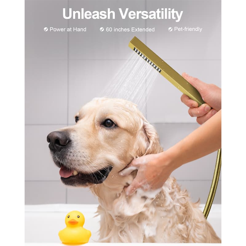 GRANDJOY Shower System 12 inch Ceiling Mount Rainfall Shower Head Body Jets Handheld Spray Combo 64 Colors LED