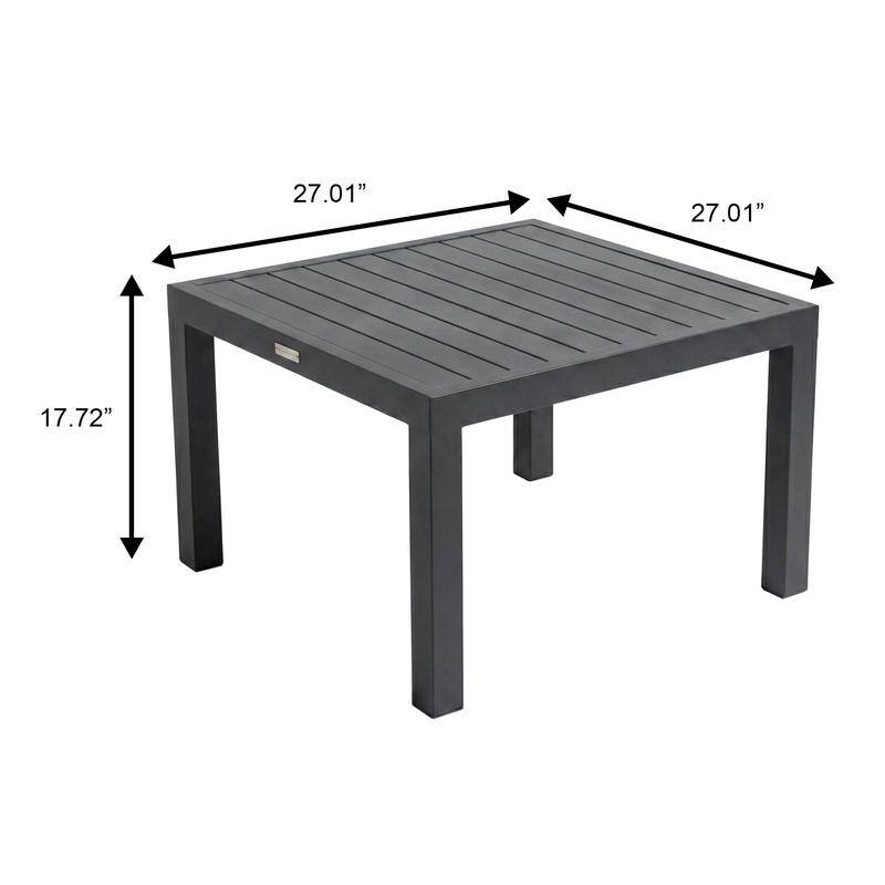 Chelsea 27" Square Aluminum Outdoor Coffee Table - Modern Weather Resistant Patio Accent Table, Rust-Proof Powder Coated Frame