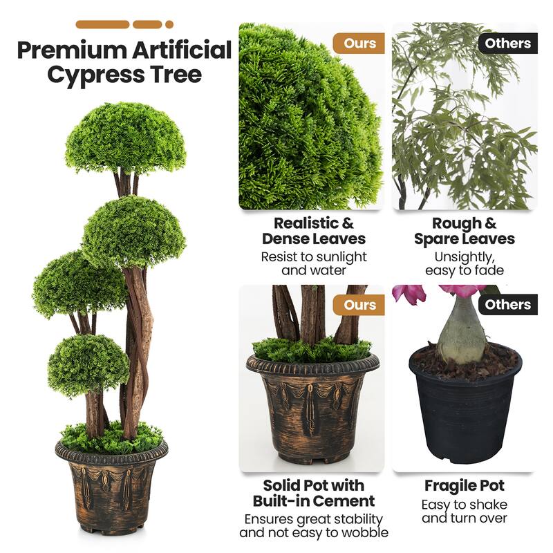 Gymax 3FT Artificial Tree Fake Cedar Tree Faux Cypress Topiary Tree