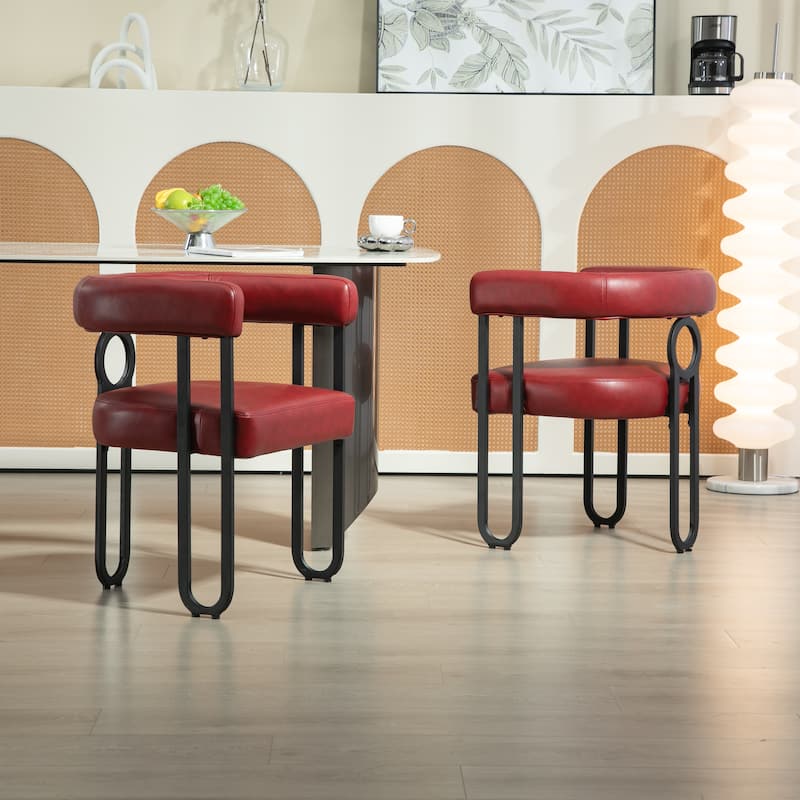 Contemporary Designed PU Fabric Accent/Dining Chair/Barrel Side Chairs Kitchen Armchair for Living Room set of 2