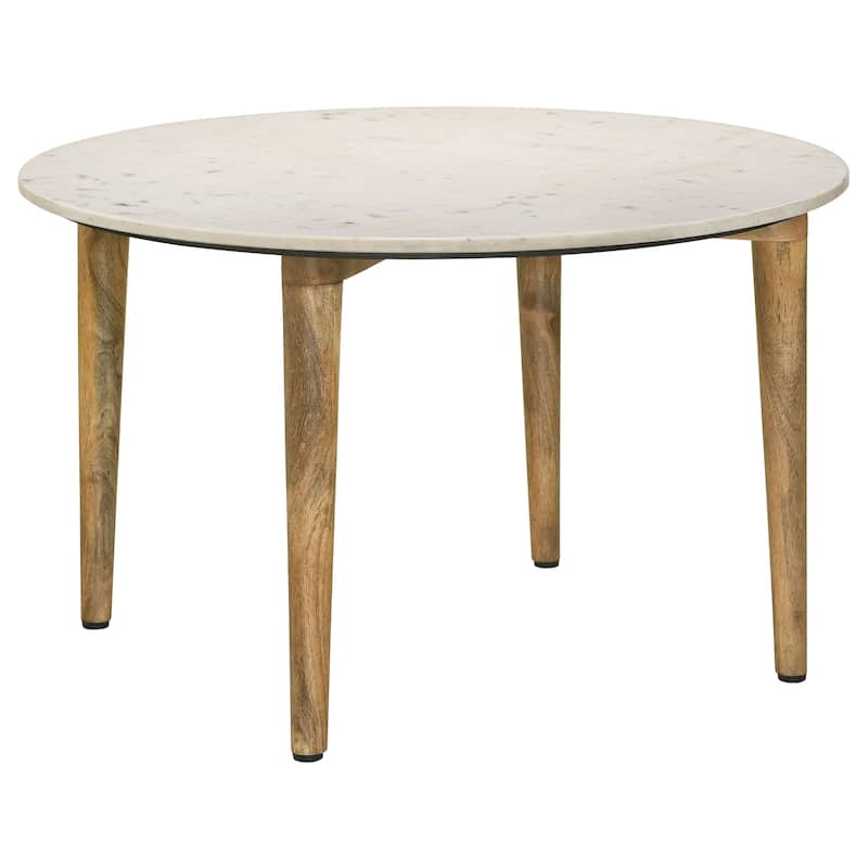 Aldis Round Marble Top Coffee Table White and Natural - White / Natural - Marble
