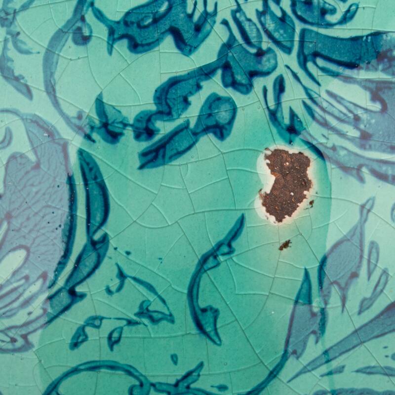 Decorative Terra-cotta Vase with Transferware Pattern