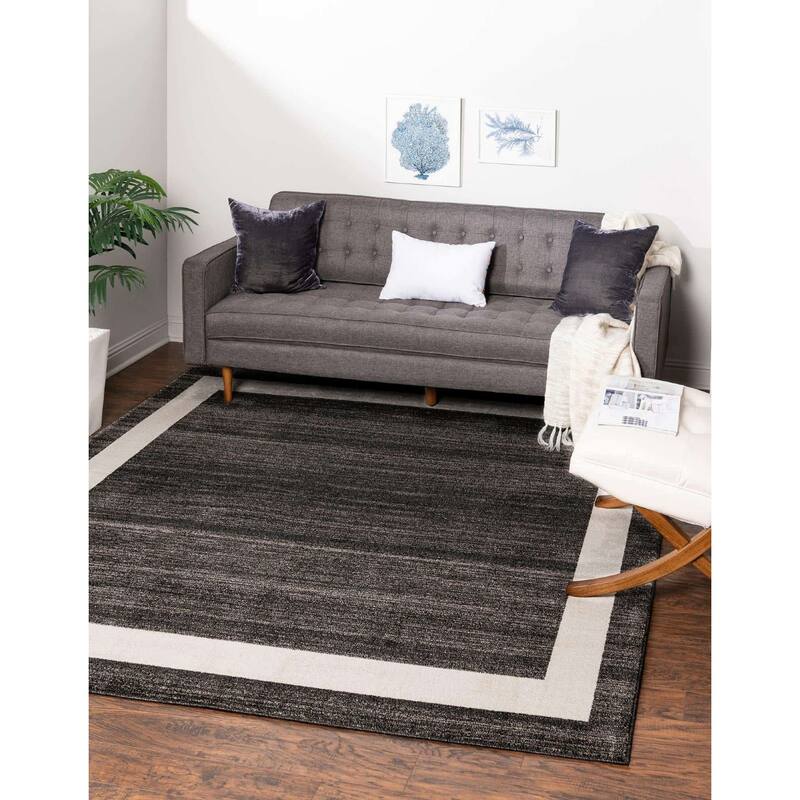 Contemporary Weby Collection Area Rug - 8' Square - Black