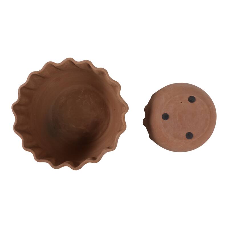 Terracotta Planters Handcrafted Decorative Sculpted Design (Set of 2)