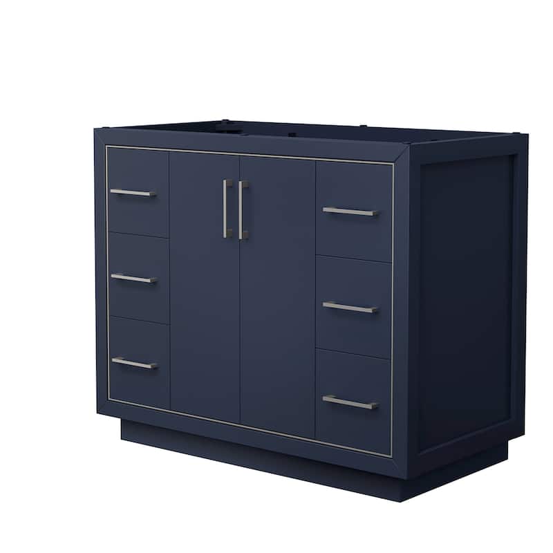 Wyndham Collection WCF1111-42S-CX-MXX Icon 42" Single Free Standing - Dark Blue / Brushed Nickel Hardware