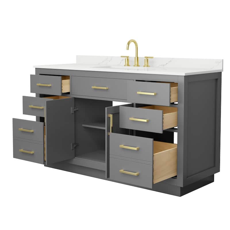 Beckett TK 60-inch Single Vanity, 3 Hole Quartz Top