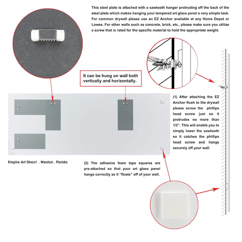 "Impact A" Frameless Free Floating Tempered Glass Panel Graphic Wall Art