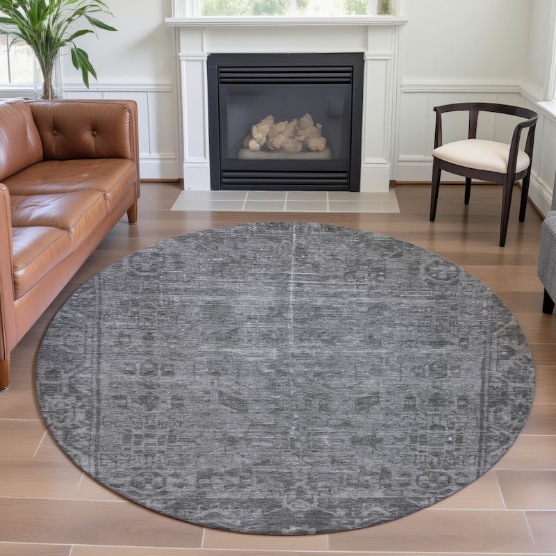Premium Washable Super Soft Vintage Traditional Mayfield Rug - Gray - 8' x 8'