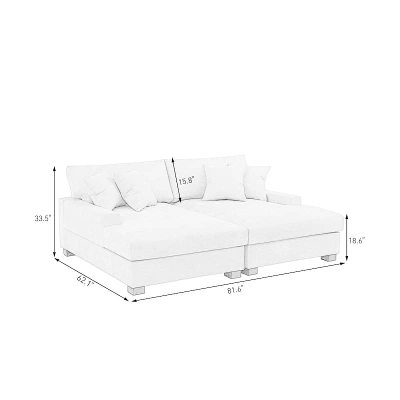Modern Upholstered Chenille Modular Sectional Sofa with 2 Chaise