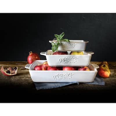 Mason Craft & More 3PC Bakeware Set - White Stoneware