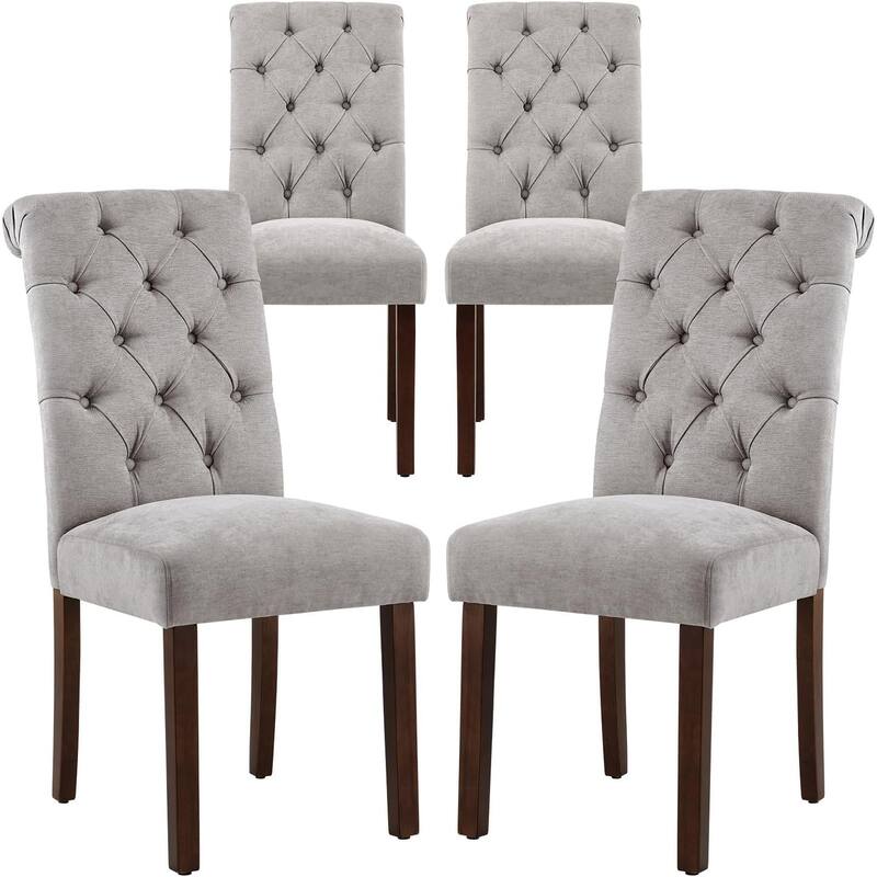 Tufted Parsons Upholstered Dining Side Chairs with Solid Wood Legs and Padded Seat