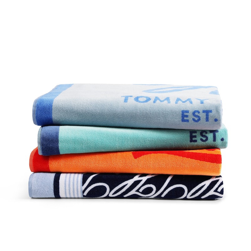 Tommy Hilfiger Printed Cotton Beach Towel - 36 x 68