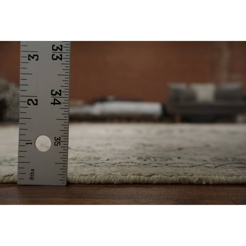 Hand Knotted Oriental Silk Carpet Traditional Floral Beige & Ivories Kashmir Area Rug - 10' 3'' X 7' 0''